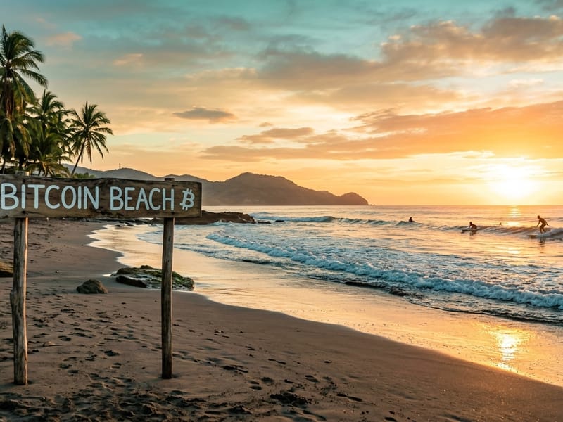 Bitcoin Beach at sunrise in Playa El Zonte, El Salvador