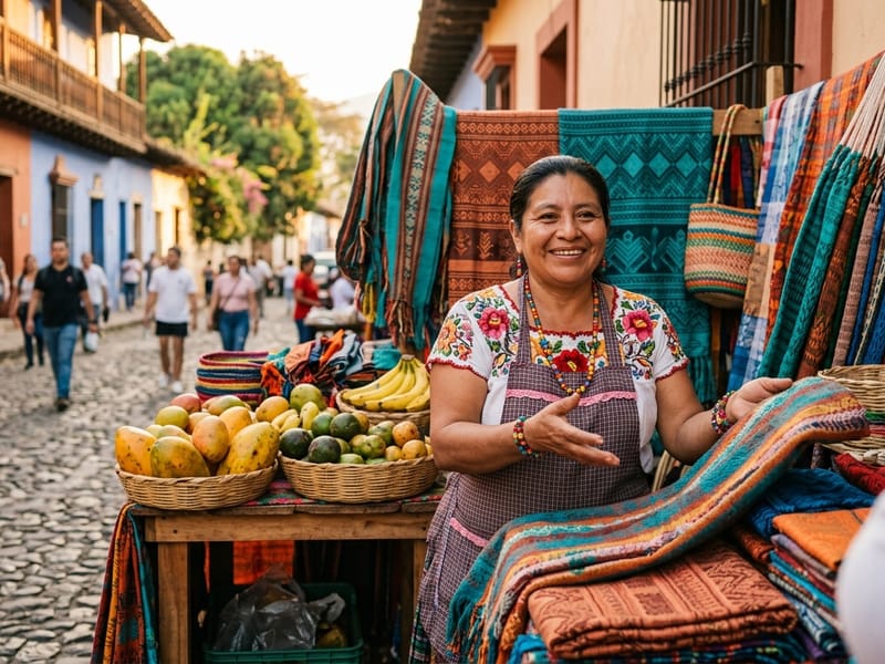 A warm welcome in a colorful El Salvador market town